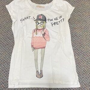 Girls' White and Pink Graphic Tee